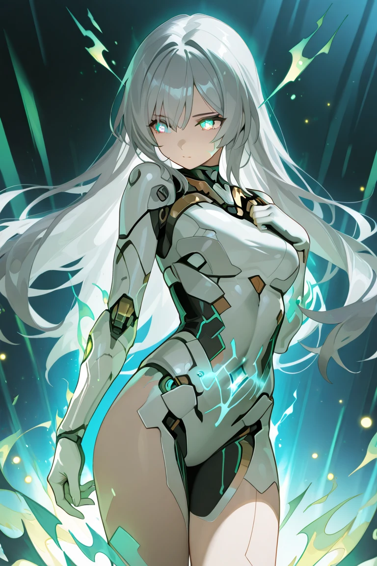 最high quality、high quality、best image quality、8K、最High resolution、High resolution、最high quality、masterpiece、whole body photos、 skin in every detail、 face in every detail、 eyes in every detail、 lips in every detail、 teeth in every detail、 ears with attention to detail、 hair with detailed details、arms with attention to detail、 hands with attention to detail、 fingers with attention to detail、 (fine hands、thumb１reference４)、 legs with attention to detail, feet with attention to detail, 8k, ultra HD, sharp focus, details hair, beautiful hair, details face, beautiful detail eye, details pupil, perfect hand, vibrant colours, soft lighting.

1girl, long hair, hair accessory, style hair, yellow hair and white hair, light green eyes, glow eyes, massive giant breast, mecha suit, high tech suit, glowing suit, small thigh, slim body,

ruins, wind blows, sunset, evening, clear sky, carry sickle 