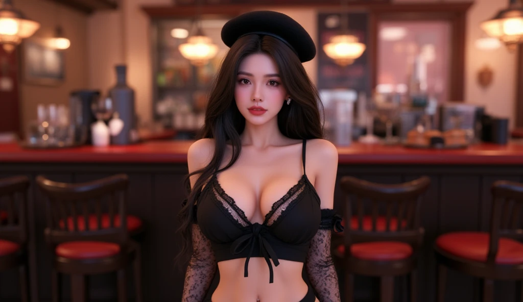 realistic , (masterpiece, best quality),(solo) ,(), Linda Cardellini as Velma in Scooby-Doo, tight tubetop, [brown|purple|black hair], long hair, hair bow, hair ribbon, ponytail, makeup, blue eyes, ,choker, blue suit, pencil skirt, black thighhighs, high heels, school, classroom, blackboard,
