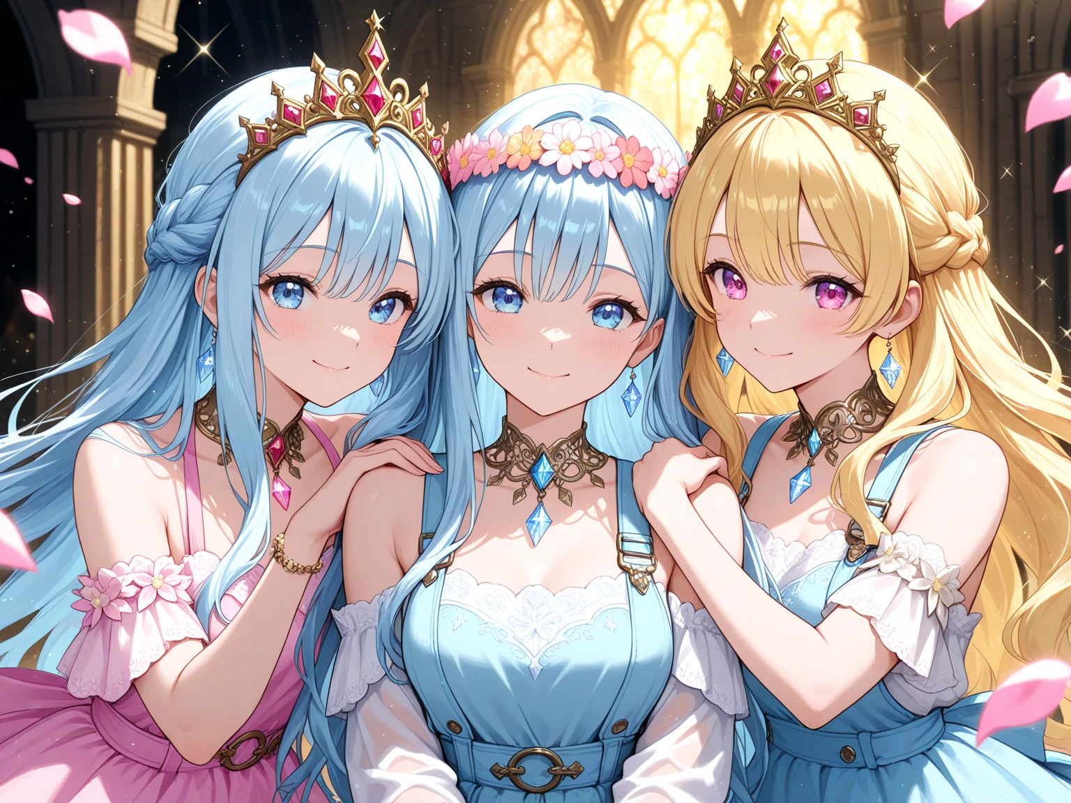 (The highest image quality, master piece:1.2), (Ultra Definition Illustration), (very beautiful matured queen:1.3), (1 girl:1.2), Solo, (shoot from very below:1.3) ,(condescending look:1.3), (sleeveless gorgeous queen blue dress with roses:1.3), sitting on the throne chair, queen crown, armpits, Full body, Round baby face, (Glasses, Blonde Short-Cut Hair), (white thigh high pantyhose:1.2), (Evil smile, mean expression), Luxurious palace rooms, Fancy Room, RPG Royale,