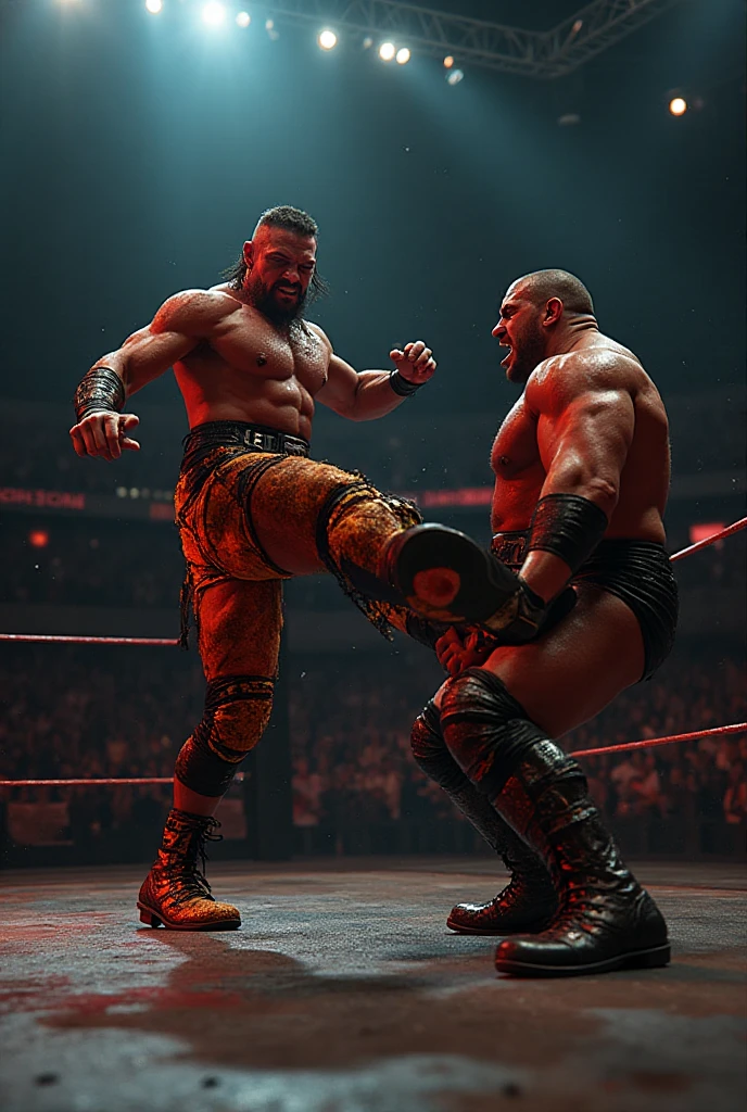 two men are fighting in a wrestling ring, jonathan winterhart, taken in the early 2020s, clayton crain, aaron earley, majestic sweeping action, awestriking, photo still, ny, CHV3CWrestler, picture taken in the early 1990s, perfect composition, Professional, masterpiece, commissioned, best quality, Color Corrected, fixed in post, emended, ameliorated, idyllic