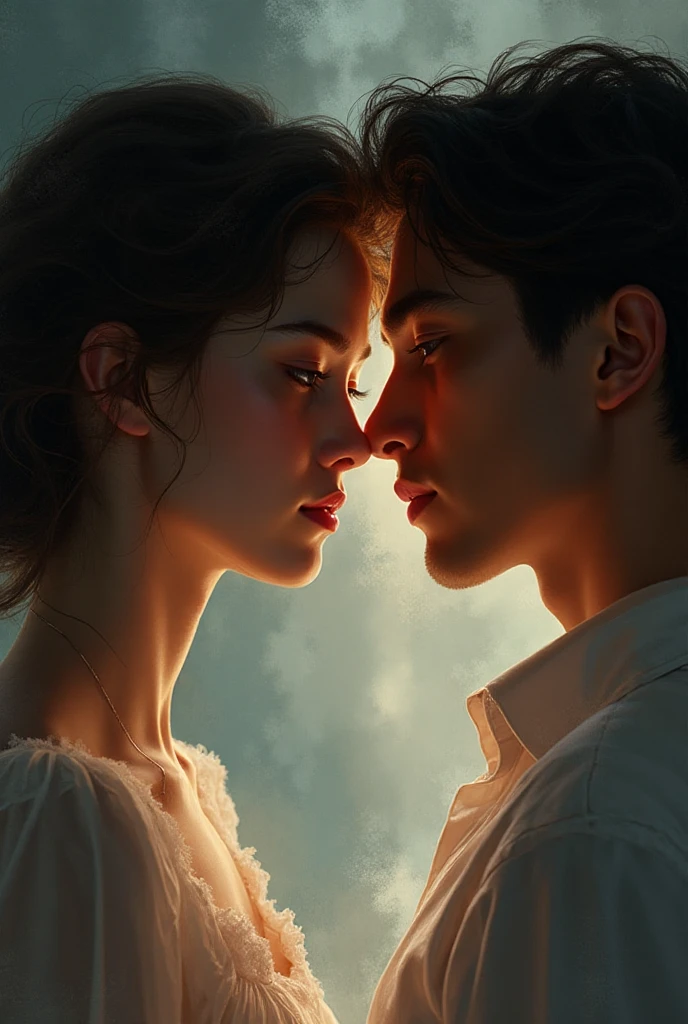 A blond girl with wavy hair and a flowery dress hugs a tall brunette man in military uniform against the night sky old photo style