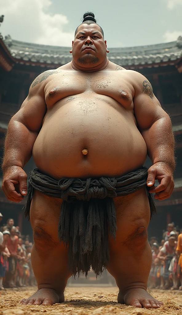 sfw,Realistic busty 40yo mature woman,(sumo wrestling:1.2),ultimate form,8k,at sumo ring
