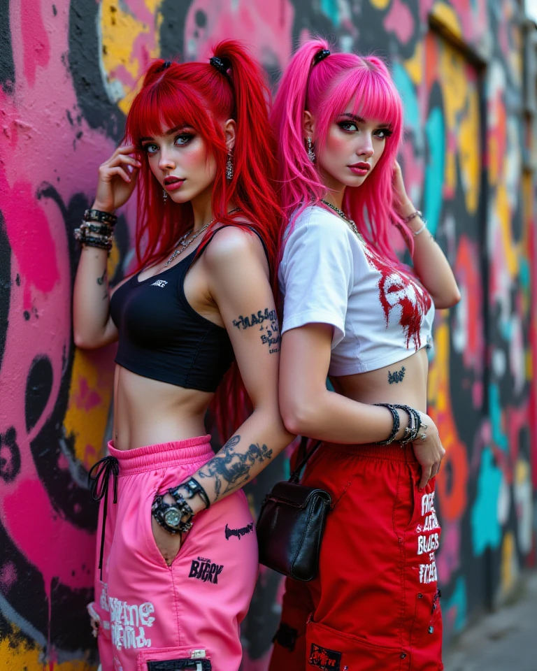 (Ultra-detailed,Realistic,Photorealistic:1.37), Energetic 80shair, Harley Quinn playing arcade games in a dimly lit shopping mall, Punk fashion, Neon lights, retro aesthetic, a vibrant atmosphere, graffiti-covered walls, Colorful arcade consoles, glowing screen, energetic music, Arcade tokens, dynamicposes, Fashion in the style of the 80s,  ripped jeans, Leather jacket, Hair dyed in bright colors, Rebellious expression, Confident demeanor