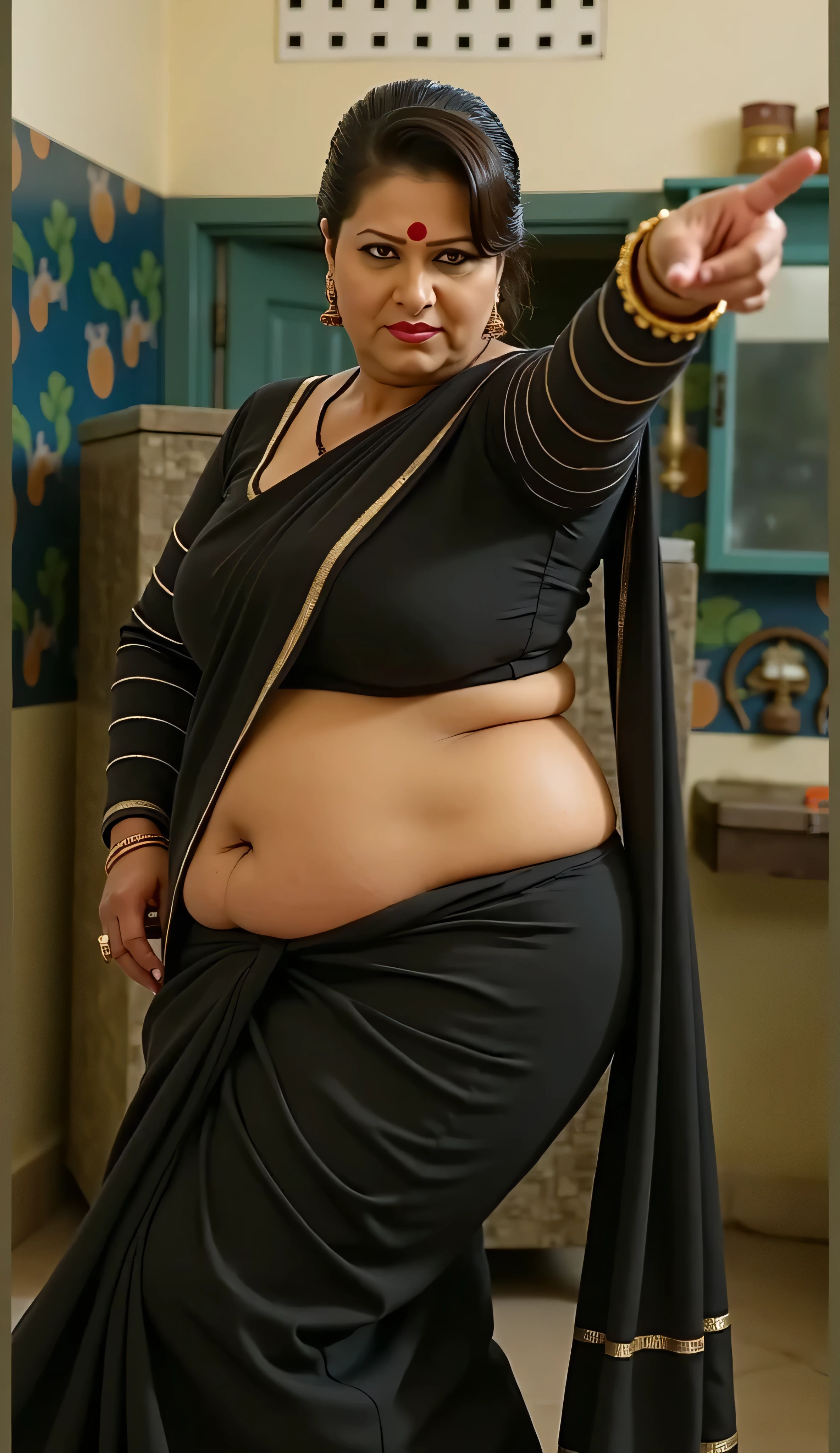 A lady in saree is lying on the bed and beside is a black man in black , movie photo, indian goddess, indian, indian, movie still 8k, dark skinned , with , indian master, uhd candid photos of , big size, cinematic goddess body shot, still from a movie, with , traditional beauty