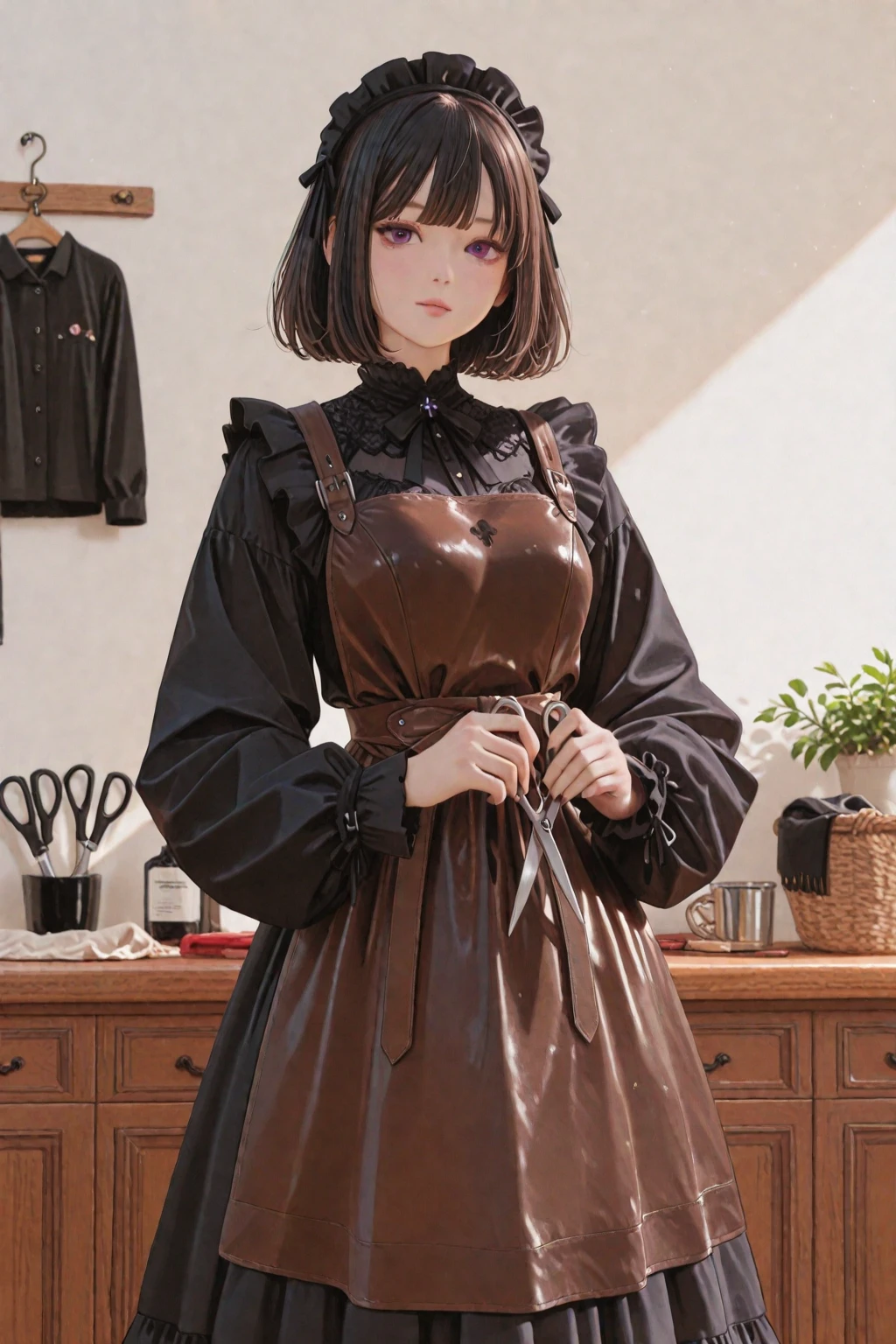 ((masterpiece)), ((best quality)), ((ultra detailed)), ((kawaii)), cute, (lovely), ((extremely detailed)), ((8K)), (beautiful), full body, luxury room, a cute girl, 1girl, solo, blue mini camisole dress,beautiful light brown hair, ((detailed beautiful brown eyes)), white-skinned, flat breast, tiny breast, garter belt,(garter stockings:1.4),pink eyeshadow