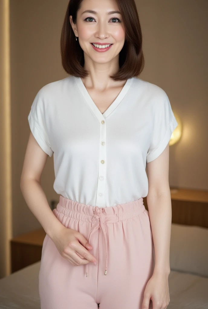 ((A photo of her wearing a short navy blue polo shirt with her  showing、Hands roll up shirt、She is wearing a navy polo shirt and luxurious white .、:1.4))、Being in the living room、Length cream hair color、Her huge breasts are obvious even through her clothes..、Small earrings、Light brown hair color、:1.4））、Shiny Hair、Light beige hair color、Background Blur、Light brown hair、｛｛Cowgirl Shot｝｝、（（Close-up shot from the waist up、Big Breasts:1.4））、Big Breasts、にっこりsmile、服からでも分かるBig Breasts、Cowboy Shot、素敵なsmile、（（Revealing clothing））、Full body photo、ring、Tuck your hair behind one ear、Silver Necklace、smile、Caustics、Highly detailed photos、Big Breasts、Super no makeup、(8K、RAW Photos、Highest quality、masterpiece:1.2)、(Realistic、Realistic)、1 Girl、((Big Breastsショートヘア、Looking into the camera:1.4))、Hair blowing in the wind
