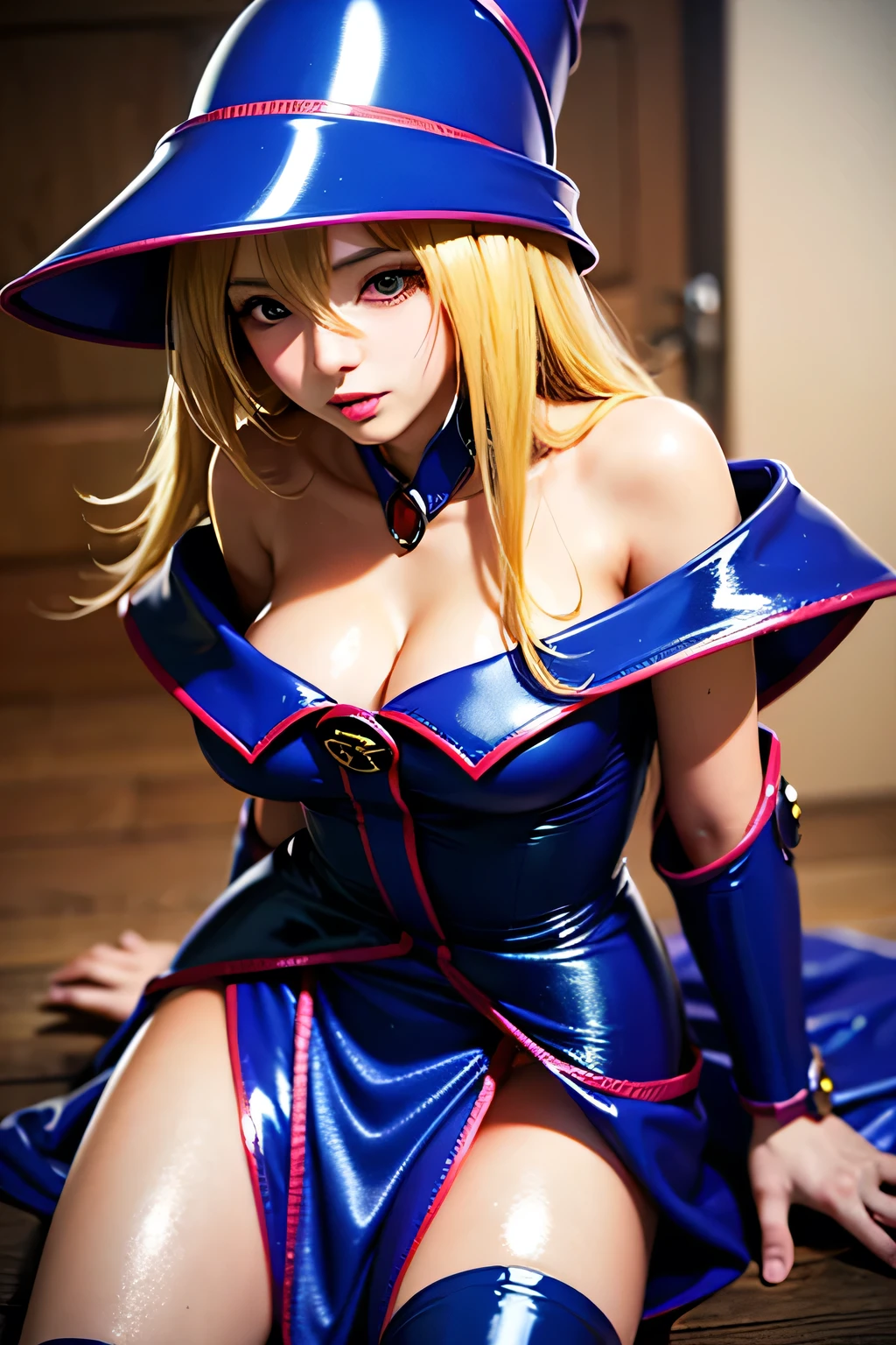 (8k, RAW photo, best quality, masterpiece:1.2), (realistic, photo-realistic:1.37), ultra-detailed, (high detailed skin:1.2), 8k uhd, dslr, soft lighting, high quality, film grain, Fujifilm XT3

dark magician girl, masterpiece, best quality, 1girl, blonde hair, blue footwear, blue headwear, , duel monster, hat, hexagram, , long hair, looking at viewer, nail polish, pentacle, pentagram, solo, staff, wand, wizard hat, yu-gi-oh! <lora:dark_magician_girl_offset:1> <lora:dpep2768:0.25>