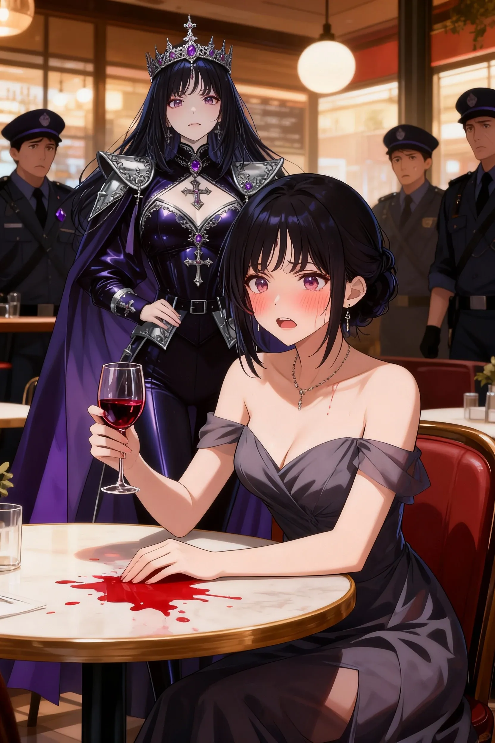 teens girl, A princess, (Puppets), ((maidennurse)), (vacant eyes), With your mouth open , ((face expressionless)), pallor, mid hair, (brunette color hair), (Sister cut haircut), ((Gothic costumes)), (Expose the collarbone), (Beautiful long neck), (slender figures), (Barefoot), (putting makeup on), (eardrop), (sockes), (mechanical leg), (full bodyesbian), (head looking up), up looking, ((Tilt your head)), ((Curl up and lie on your side)), ((wineglass)), (((auditorium))), ((theater)), (Bedrooms), (Art Exhibition Hall), ((Retro)), ((mistic)), (Luxury)