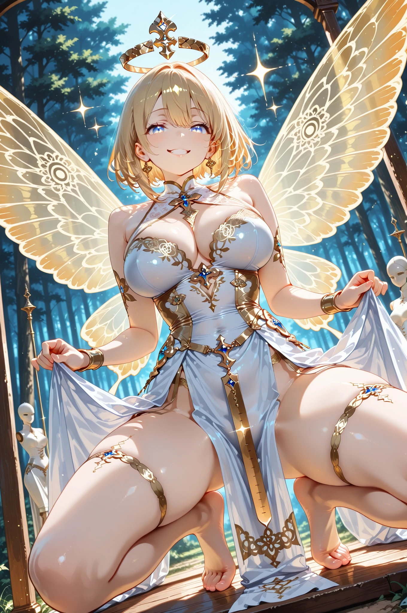 ((((front light)))),(photoRealistic: 1.4), Big Breasts,(Cleavage),Small Ass,European Girls,Balanced style,(masterpiece, Front lighting, Beautiful and slim : 1.2), , Realistic, 3D Face ,((Cute and sexy beauty)), ((Perfect Style)), ((ass pov)),(((from front))),(((The thighs and head fit within the screen))),((front light)),((front lighting)),,Excellent style、((Bright coastal background in natural light)),((Wearing golden armor)),(((Breasts and  ))),((The big wings of the archangel)),((Equipped with a shield on the arm)),((Spread your big angel wings wide)),((Front lighting)),(( girl with a long golden spear)),,((Smiling Girl)),Ultra-realistic capture, Highly detailed, High resolution 16k close-up of human skin. Skin texture must be natural, ((Medium Shot)),((West Shot)),((((Forward light))),(((Two blonde, blue-eyed European girls))),((((Elegant  elegant girl)))) ,((Slender )),((Two skinny  girls of European descent)),(((A  figure facing the viewer))),((((Small breasts and  )))),(Young girl exposes her ))),(((The thighs and head fit within the frame)),(((View from head to thigh))),((Beautiful and well-proportioned breasts and body)),((Two  European girls)),((Do not show anything below the thighs)),(()),(()),((The left and right arms and left and right thighs are equipped with golden armor.)),((ass pov)),(((from front))),(((cowboy shot))),(((standing pose))),((Do not show anything below the thighs)),photo realistic,master piece,((ultra detailed)),looking at viewer,smile,photorealistic,Shiny baby blonde silk hair,