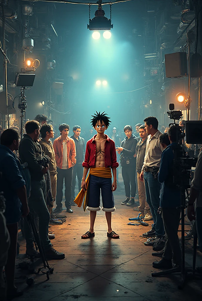 Create A Behind the scenes Filming Scene Where Anime Characters Luffy create-a-behind-the-scenes-filming-scene-where-anime-characters-luffy