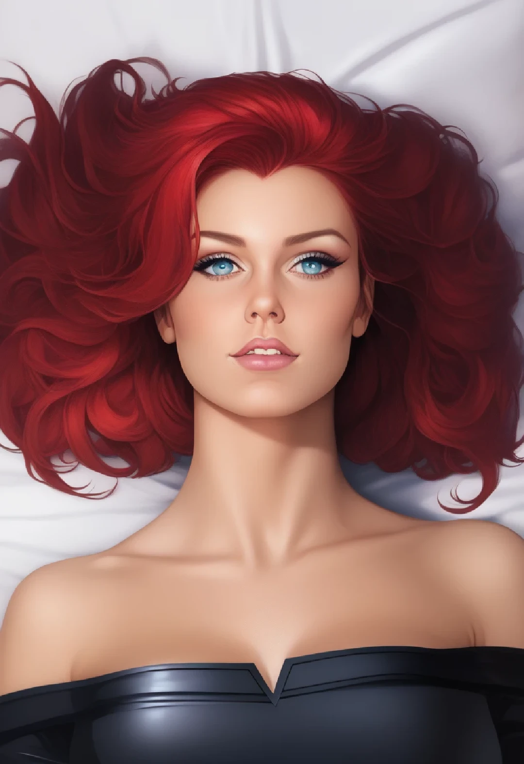 ((perfect )), (photo realistic), (very aesthetic), (highres), (detailed eyes), (top quality), (Realistic), (Super Detailed), (masterpiece), (top quality), (very detailed), (ultra detail), (Super detail), Lying in bed, absurd, Japanese, beautiful woman, staring at the viewer, lower body,  moment,