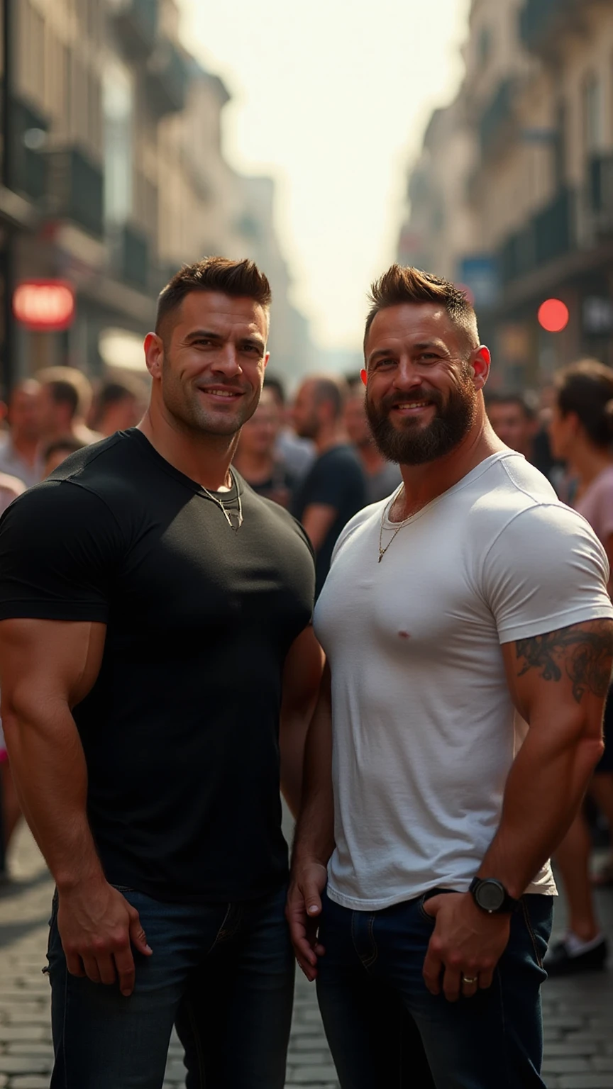 There is only one handsome Asian actor in the picture，30 years old，Tall and handsome, Toned body，short hair, O-Shaped Beard，Perfect body, Dark skin，Glowing skin，Smooth skin，The body is hairless，Muscle bulge, Muscular, Very large pectoral muscles，Very sexy abdominal muscles，Very well-developed leg muscles，Huge concave and convex area，Brightens oily skin，Wearing a white leather shiny ，Handsome face， Correct and accurate male body proportions, Stand among the flowers。