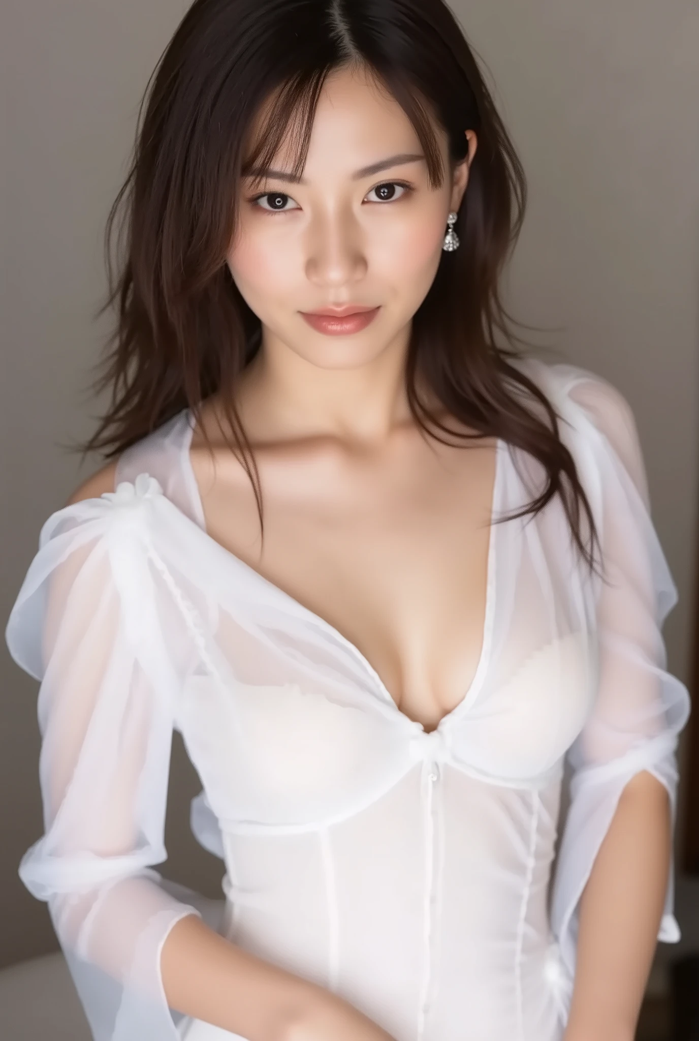 ( super real) , ( high image quality ) , (8k) , ( very detailed) , ( top quality) , ( Super Detailed) , (masterpiece) ,bust up shot. (). Japanese woman. glamorous body, no makeup.shadow