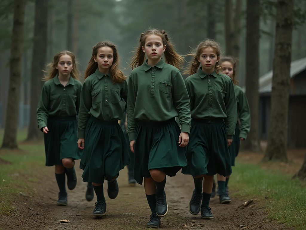 3 meninos loiros com cabelos longos e lisos, jaqueta de couro preta e roupa PORTRAIT , the flames are glowing in the dark with a GREEN fire reflection, Chamas de fogo verde , chamas ao fundo, Fogo e chamas verdes, chamas ao fundo.