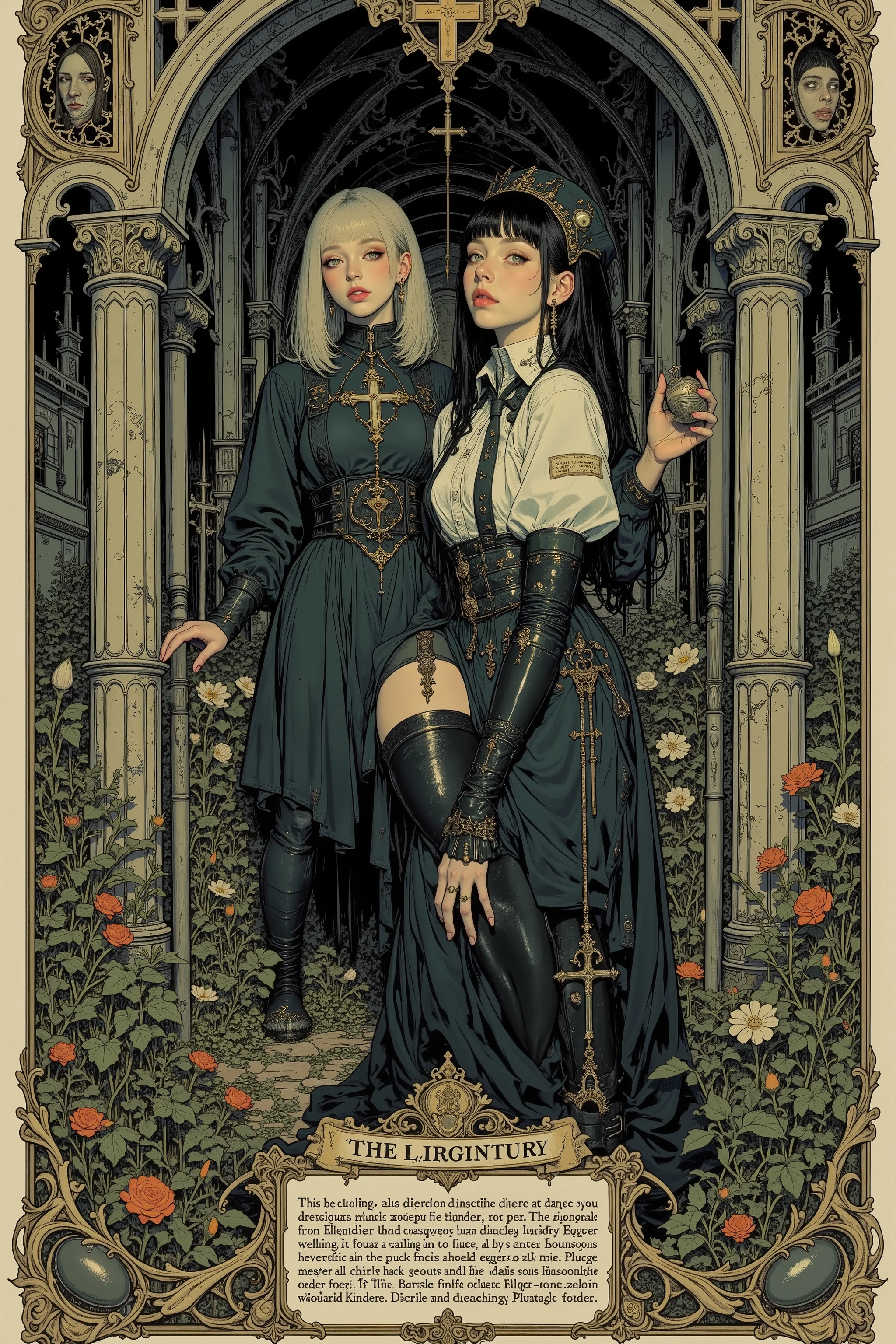 gothic illustration, CMYK color scheme, vintage magazine print, subtle ink bleed