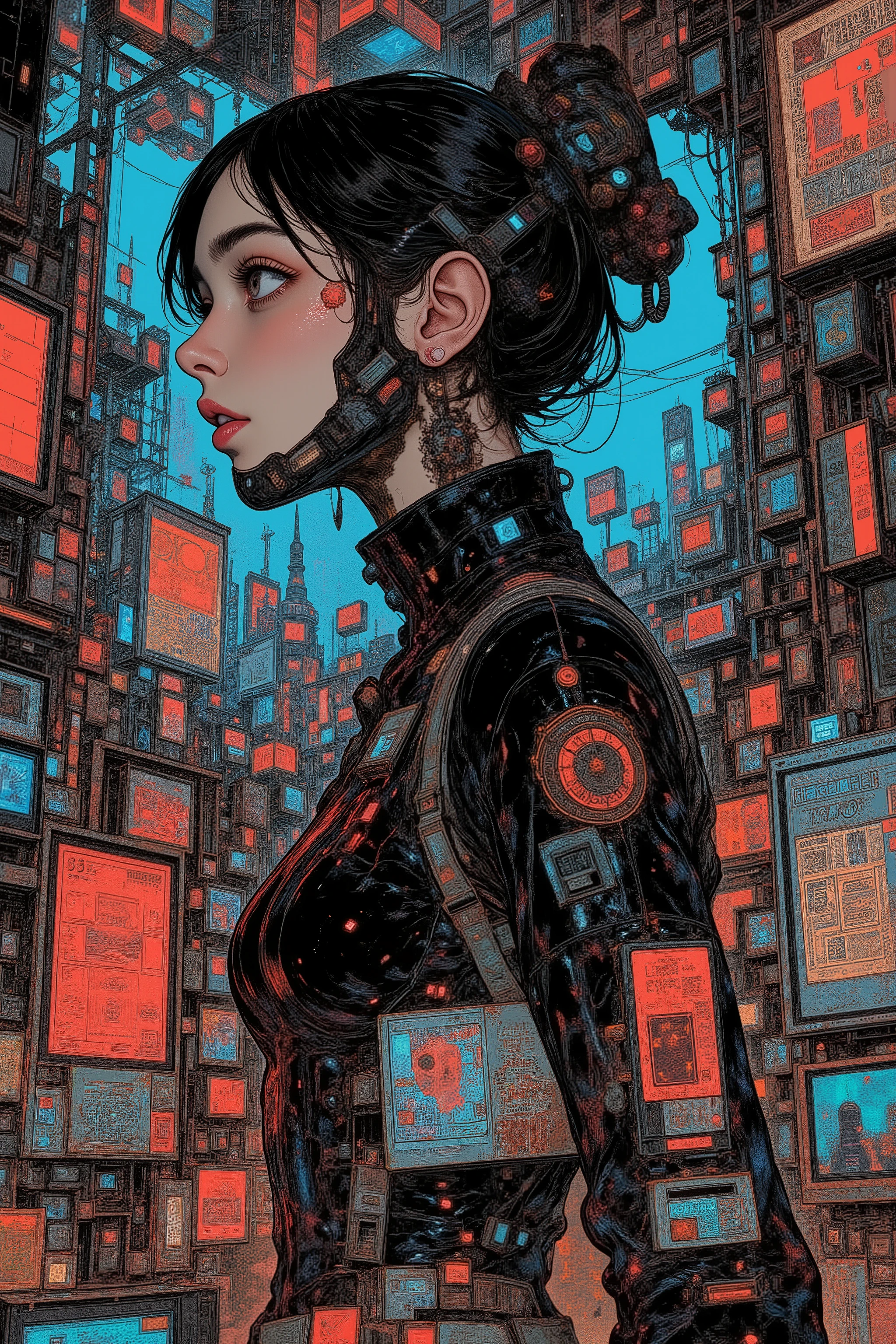 digital art illustration, CMYK color scheme, vintage magazine print, subtle ink bleed