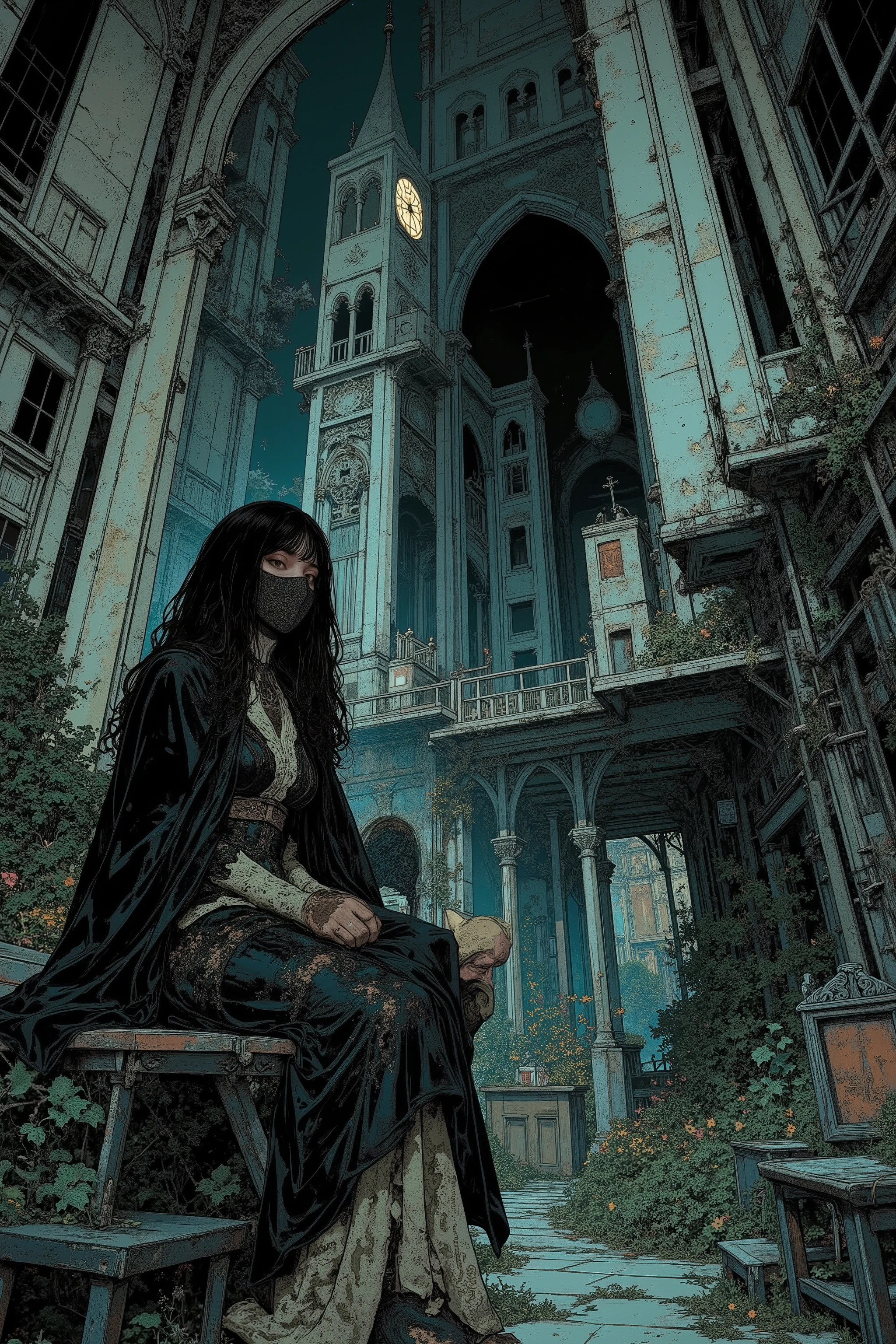 gothic illustration, CMYK color scheme, vintage magazine print, subtle ink bleed