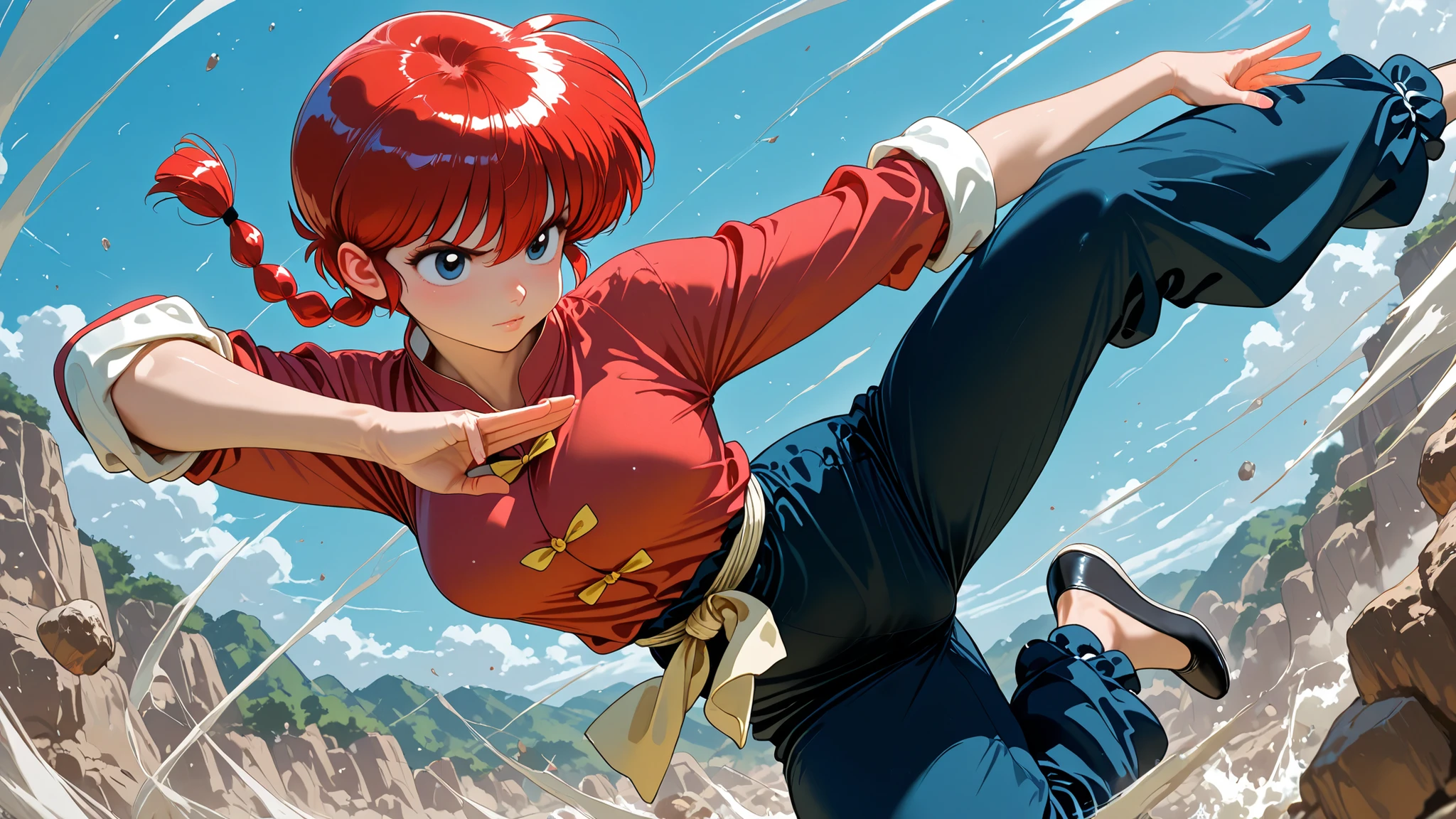 1girl, ranma saotome, dynamic pose
