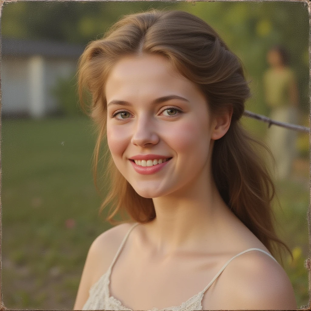 (photo of female citizen:1.3) 1girl, solo, small , looking at viewer, smile, hair ornament, , dress,  shoulders, jewelry, collarbone, upper body, red hair, flower, teeth, solo focus, hair flower, necklace, blurry, strapless, tattoo, depth of field, blurry background, (realistic:1.3) crowd, (in a medieval tavern:1.1), 8k, cinematic, fantasy
