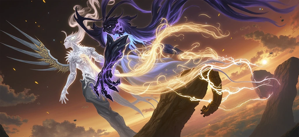 ((tmasterpiece, Best quality at best)), (negative space: 1.2), (1 girl, Alone: 1.4), petals, a pink eyes, dragon girl, long, Purple colored hair, high ponytails, liquid hair, blossoms, loong background