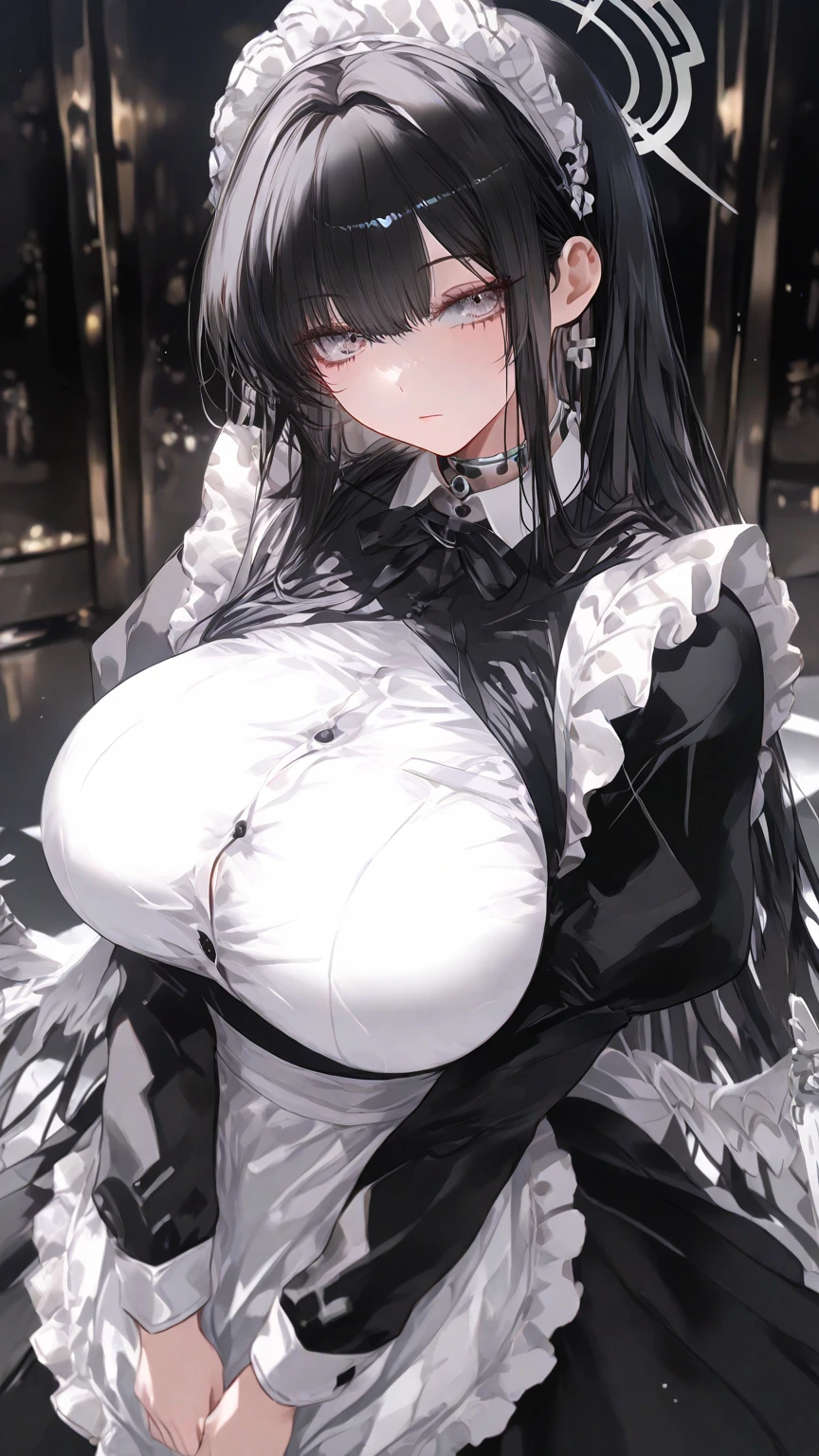 masterpiece, Highest quality, figure, Super detailed, In detail, High resolution, 8k wallpaper, Perfect dynamic composition, Beautiful attention to detail, Gothic Lolita, Frilled Skirt, (Black Hair 1.2), (Huge breasts:1.4), Cleavage, nice pose, sneer, Mansion, 18-year-old girl, nice, (cute:1.3), (Beauty:1.5), sexy shot looking at camera, Glancing sideways, Glare, Bad mood, Downer, Cool, boyish, Looks sleepy, smile, Portraiture, Gothic Makeup, 