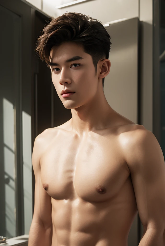 (Photorealistic: 1.2, Top Quality, 8k, Wet: 1.3), (Man, hands on his ), 20-year-old blonde  Ukrainian bodybuilder boy show his big , , full , actor, open yukata, , (sweat: 1.2, wet: 1.2), fine skin, (film lighting,  hair, arm hair), soft light, double eyelids, (seductive), (((excited)), full , expose his big , men , corrected , smooth shinning skin, 