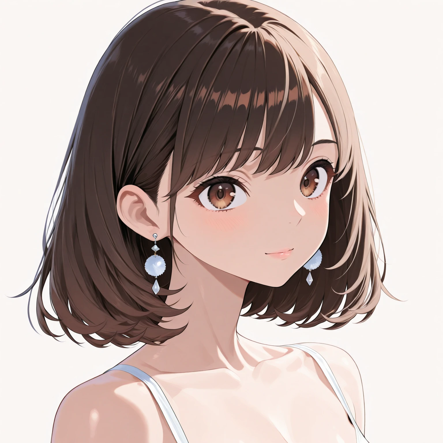 (((masterpiece, best quality, ultra highres, 1 girl, solo, no background))), super detailed skin and face and eyes and finger, beautiful japanese woman, small breasts:1.5, skinny, light brown hair, white background, very short hair, (an illustration of girl), Knee shot, Generate with illustrations, Various expressions, Various poses, Various Costumes, 