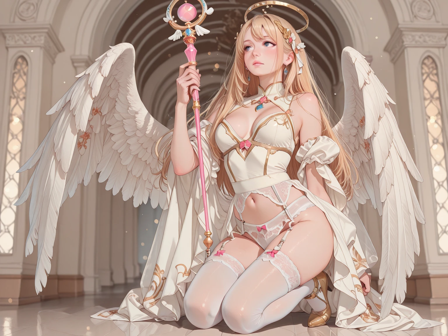 ((((front light)))),(photoRealistic: 1.4), (masterpiece, Front lighting, Beautiful and slim : 1.2), , Realistic, 3D Face ,((Cute and sexy beauty)), ((Perfect Style)), ((ass pov)),(((from front))),(((The thighs and head fit within the screen))),((front light)),((front lighting)),,Excellent style、((Bright coastal background in natural light)),((Wearing golden armor)),(((Breasts and  ))),((The big wings of the archangel)),((Equipped with a shield on the arm)),((Spread your big angel wings wide)),((Front lighting)),(( girl with a long golden spear)),,((Smiling Girl)),Ultra-realistic capture, Highly detailed, High resolution 16k close-up of human skin. Skin texture must be natural, ((Medium Shot)),((West Shot)),((((Forward light))),(((Two blonde, blue-eyed European girls))),((((Elegant  elegant girl)))) ,((Slender )),((Two skinny  girls of European descent)),(((A  figure facing the viewer))),((((Small breasts and  )))),(Young girl exposes her ))),(((The thighs and head fit within the frame)),(((View from head to thigh))),((Beautiful and well-proportioned breasts and body)),((Two  European girls)),((Do not show anything below the thighs)),(()),(()),((The left and right arms and left and right thighs are equipped with golden armor.)),((ass pov)),(((from front))),(((cowboy shot))),(((standing pose))),((Do not show anything below the thighs)),photo realistic,master piece,((ultra detailed)),looking at viewer,smile,photorealistic,Shiny baby blonde silk hair,