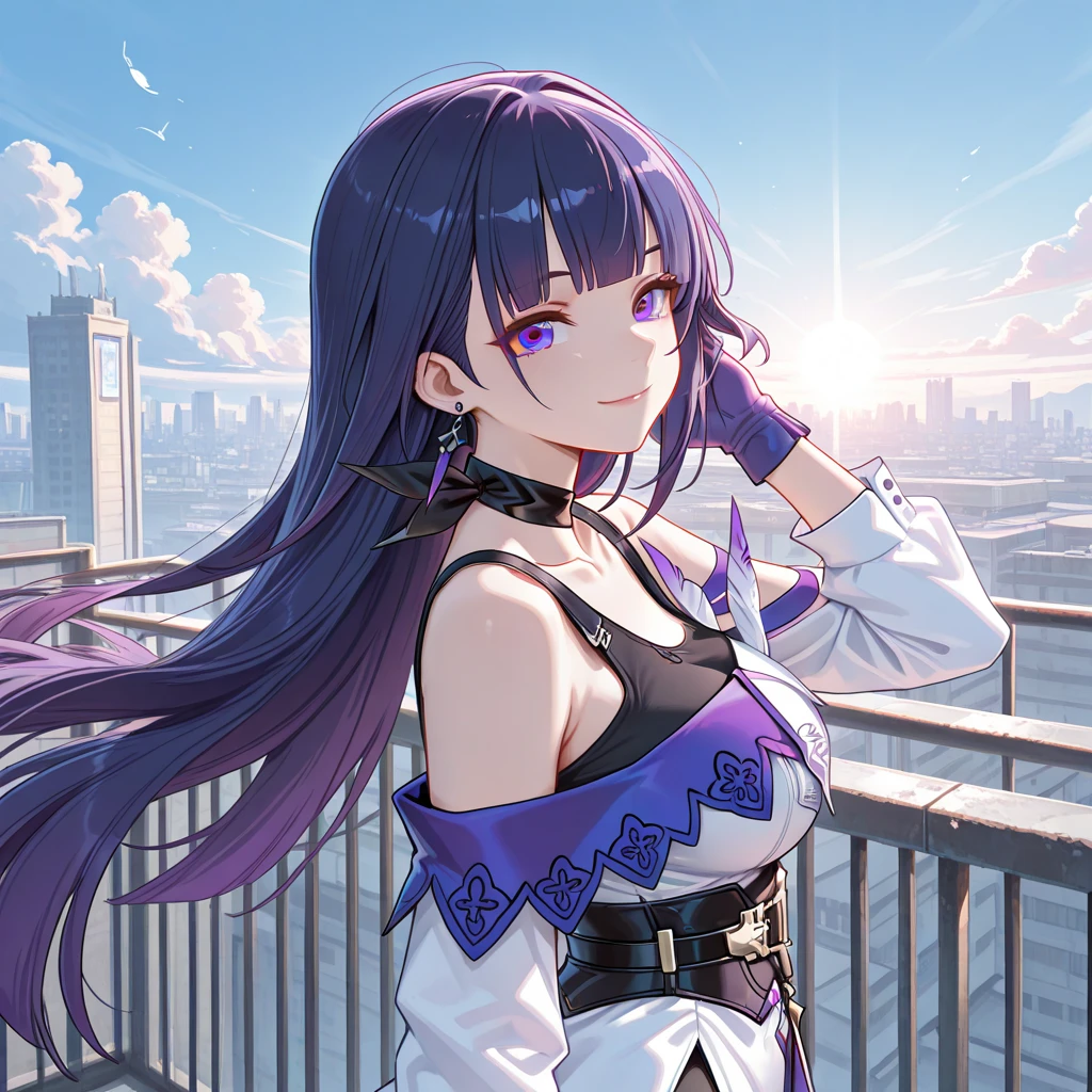 anime, (obra de arte, melhor qualidade, ultra-detalhado, alto contraste), 1 mulher (Sozinho, corpo todo, corpo plus size, standing on the edge of the skyscraper, cabelo prateado, CABELO LONGO E FLUXO, olhos vermelhos brilhantes de rubi, (Kimono preto, black cybernetics with neon pink), meias pretas transparentes), (skyscraper roof, com vista para uma cidade, fundo detalhado ((night time, Darkness, low light pollution)))