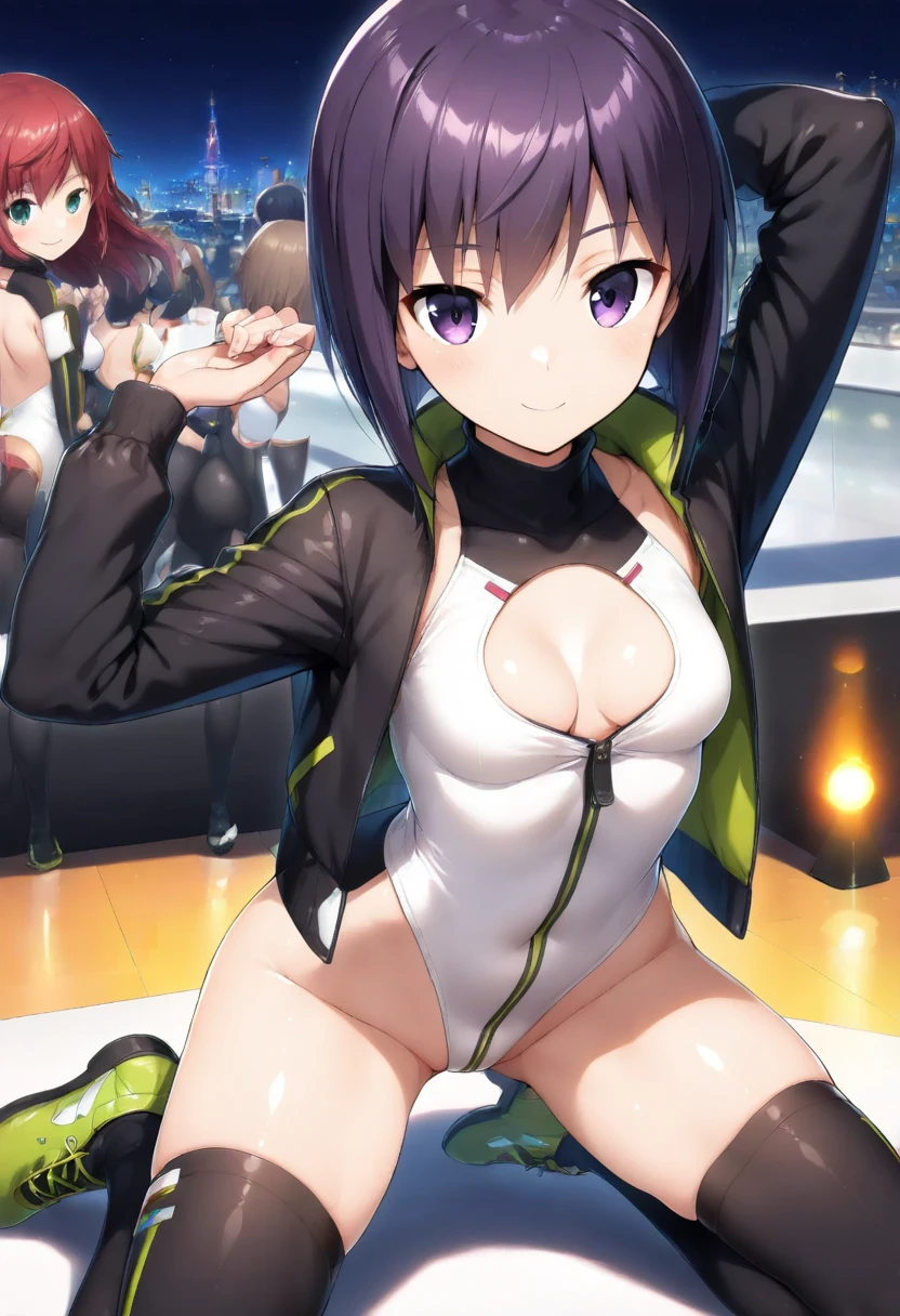 masterpiece, Highest quality, 1 person,( Large Breasts,Are standing, View your audience,),Detailed Background、A person who writes in detail、Accurate human body、Knowledgeable person、Accurate 5-finger,Mature Woman,Thighsが太い,Cruby Body,allmind,Long sleeve、Thighs、alone,((Oversized hoodie,)),