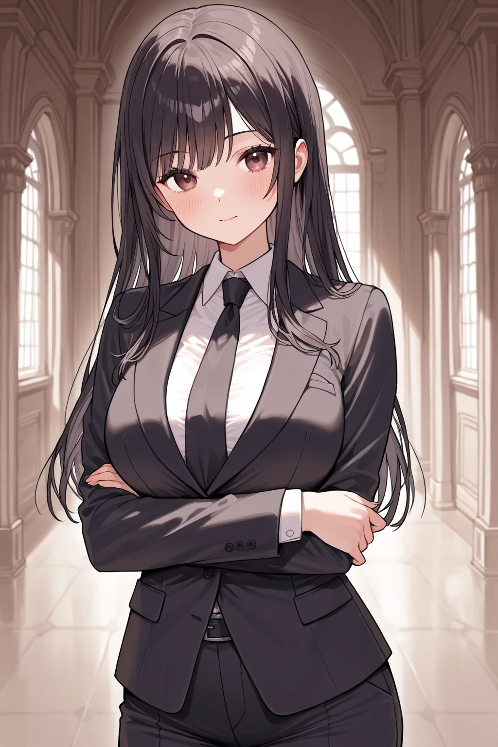 A meticulously detailed illustration presents a poised schoolteacher with sleek black hair, accentuated by the subtle glint of her glasses. Every strand is rendered with precision in stunning 8K resolution, capturing the essence of her professionalism and intellect. With a commanding presence, she stands ready to impart knowledge and guidance in the hallowed halls of education.