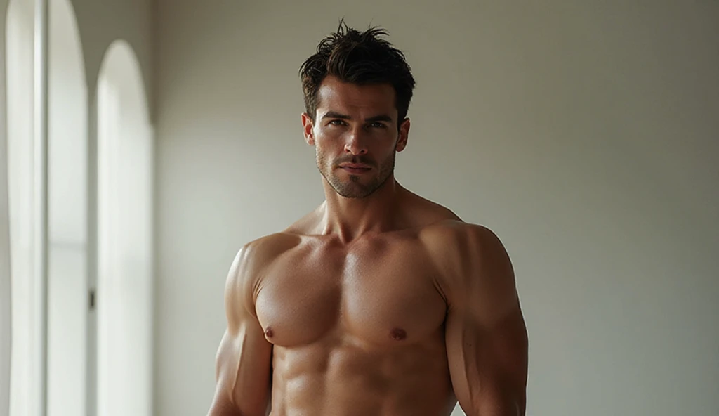 Very handsome man, 29yo, dark brown hair, Wear, Consultation, doing sports, Wearing in the gym, realphoto