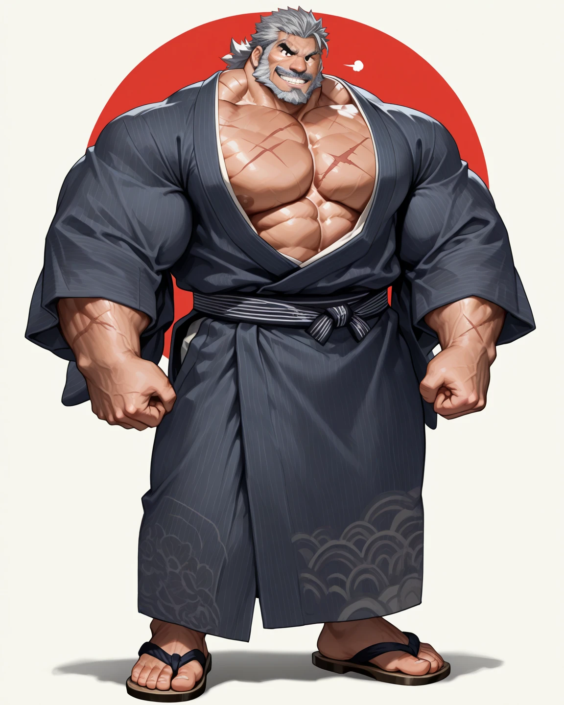 Khmer man warrior, full body to toes and feet, , dark brown tanned, street fighter, random boxing pose, bald, long white grey beard, long monk robe, (wearing all white), white background,