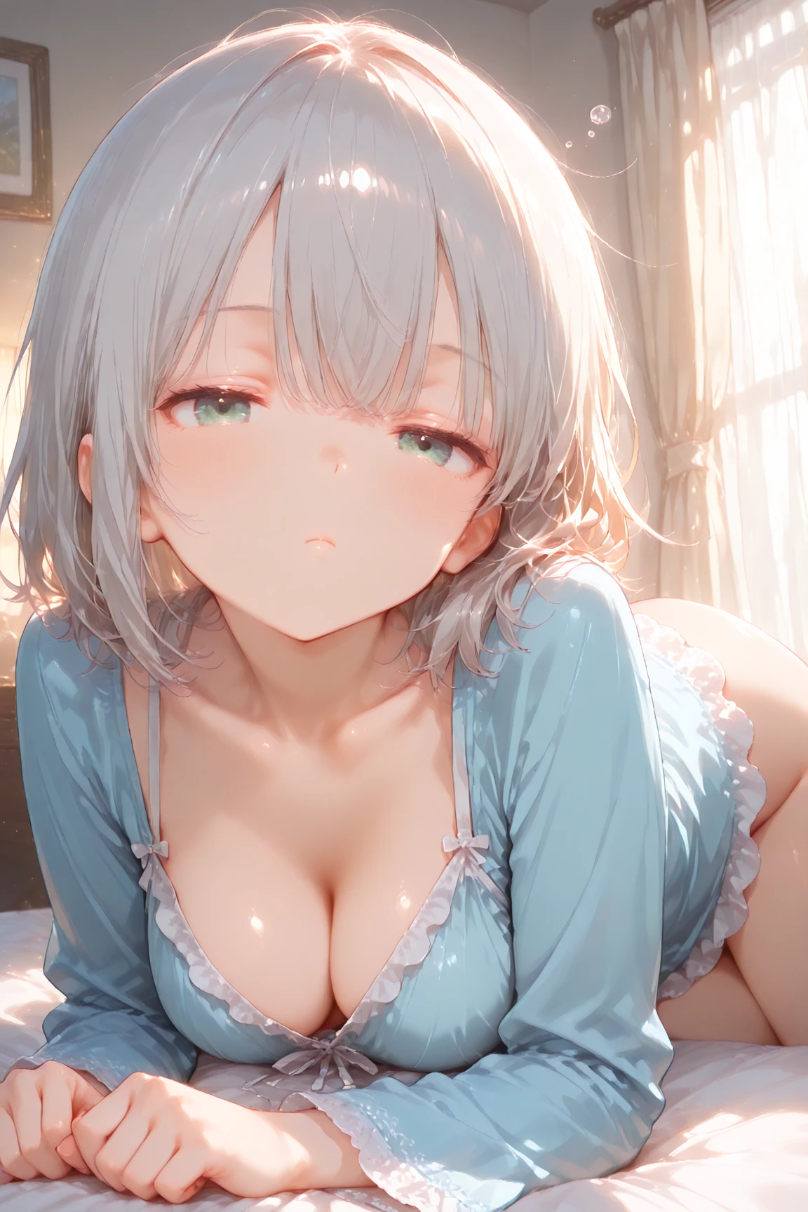 masterpiece, (little girl:1.5), (6 years old:1.3), (oppai loli:1.5), , , (completely :1.3), (disproportionate :1.2), slender, (female :1.3), , bedroom.