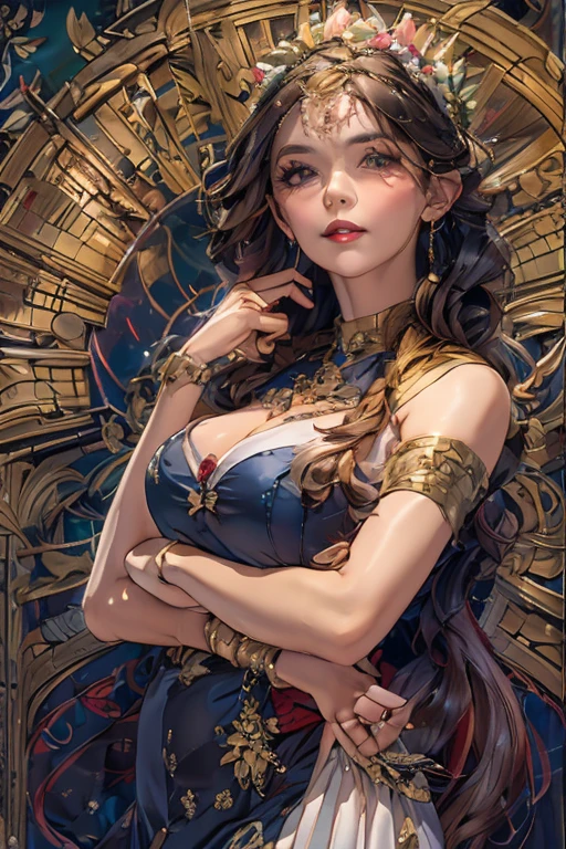 (masterpiece, top quality, best quality, official art, beautiful and aesthetic:1.2), (1girl:1.3), extremely detailed,(fractal art:1.2),colorful,highest detailed,(zentangle:1.2), (dynamic pose), (abstract background:1.5), (treditional dress:1.2), (shiny skin), (many colors:1.4), upper body