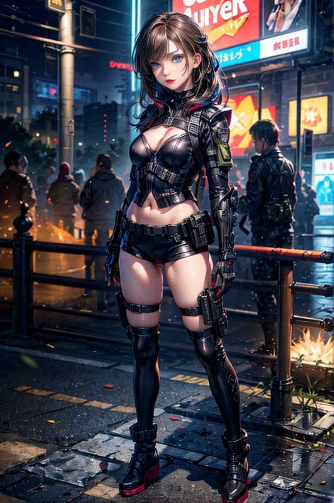 ((Best quality)), ((masterpiece)), (highly detailed:1.3), 3D, beautiful (cyberpunk:1.2) special forces, robort,female with thick voluminous hair wearing (wearing camouflage_uniform:1.1), body armour,cape,digital (camouflage:1.3),HDR (High Dynamic Range),Ray Tracing,NVIDIA RTX,Super-Resolution,Unreal 5,Subsurface scattering,PBR Texturing,Post-processing,Anisotropic Filtering,Depth-of-field,Maximum clarity and sharpness,Multi-layered textures,Albedo and Specular maps,Surface shading,Accurate simulation of light-material interaction,Perfect proportions,Octane Render,Two-tone lighting,Wide aperture,Low ISO,White balance,Rule of thirds,8K RAW,Efficient -Pixel,-pixel convolution, big weapon, big cannon on shoulder