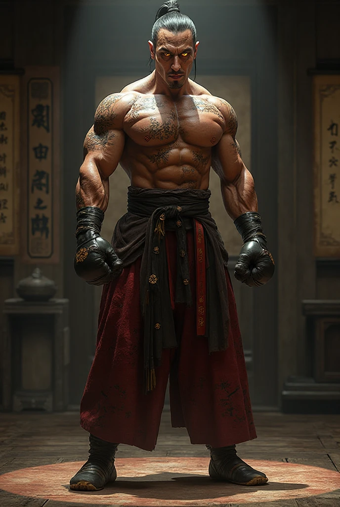 , handsome and strong male half- warrior, , Nice face, Delicious Company, Charming figure, Wearing a  open kimono with armor. the artwork is created in a medium reminiscent of japanese ink painting....., Features bold brushstrokes and a Japanese color palette. The artist's masterful technique reveals the intensity and power and presence of the image，with the highest quality, Perfectly capture every detail with ultra-high resolution. Textures and intricate patterns on armor and kimonos are rendered with extreme precision. Lighting is carefully designed，Enhance the drama, Features deep shadows and subtle highlights. General, Artwork exudes elegance and power, Combining Japanese traditional aesthetics with modernity, Combine details, Create captivating and immersive experiences for your audience.