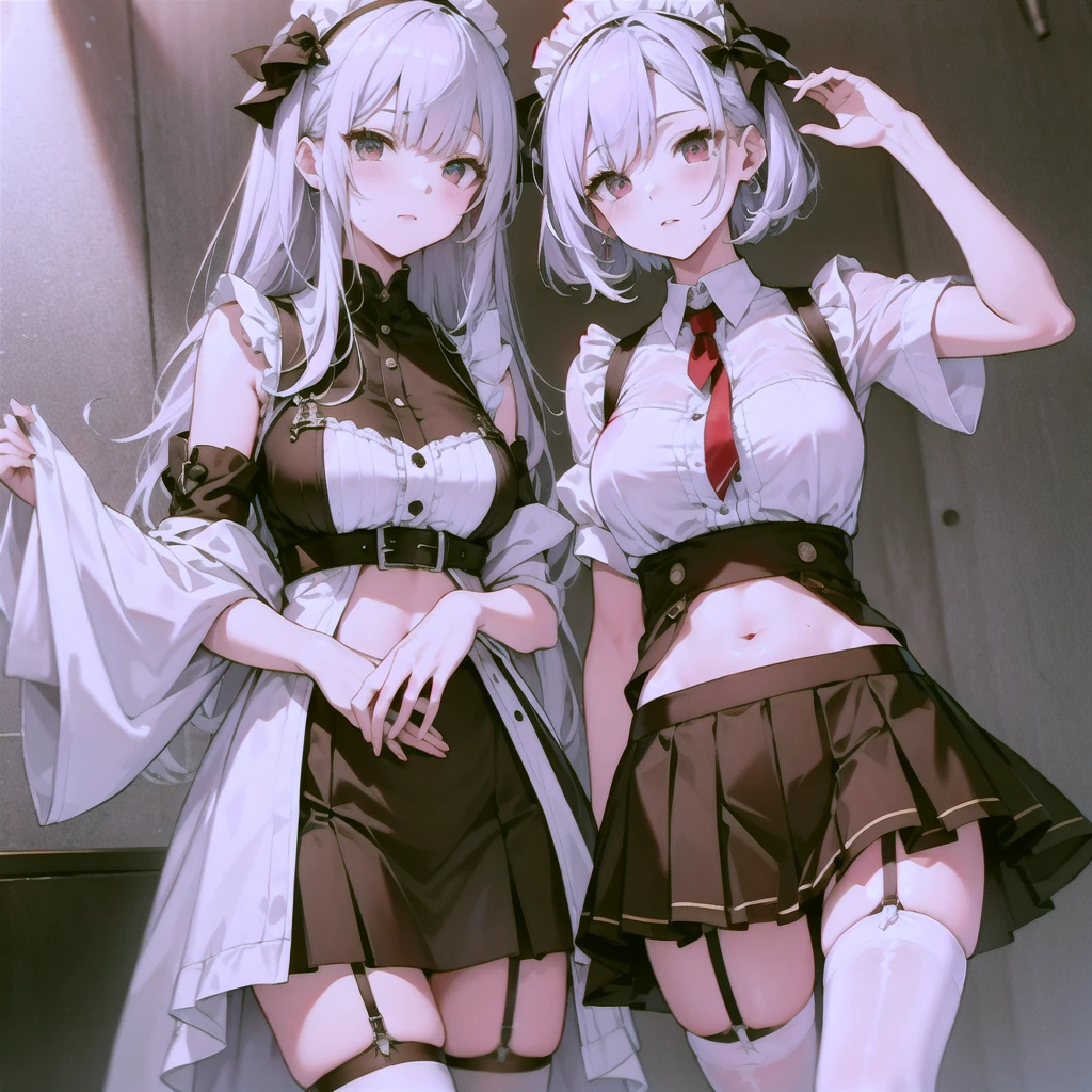 General Details: very detailed, very high resolution, exceptionally high resolution, exceptionally detailed, best quality, 3D artwork, perfect lighting and shading, perfect work, 1 girl, beautiful hands, perfect hands
Not  (): (:-1.5)
Clothing: clothing, (simple dark grey pleated short skirt:1.4), (shiny gold-buckled black leather belt:1.3), (dark blue bow tie:1.2), short sleeves, white shirt, white buttoned shirt
 Expression: small smile at the corner of the mouth, very sly eyes
Pose: standing, modeling, looking at the viewer
Character Traits: slender, kawaii, perfectly symmetrical face, soft pinkish cheeks, super cute girl, super cute face, exceptionally detailed eyes, exceptionally detailed hair, extremely cute, extremely beautiful
Background: stargazing field, night, dark, deep depth of field, exceptionally detailed background
Additional Physical Traits: large B-cup breasts, wide hips, large thighs, beautiful long legs, , short
Hairstyle: (ahoge:1.2), (short bob with  bangs), one side ponytail on the left, hair between the eyes, pale yellow hair with white tips, bright purple eyes.