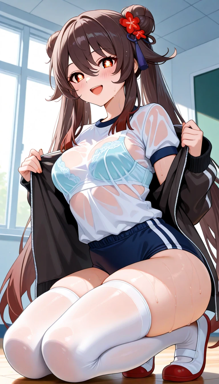 nsfw,Cute Girls、Soryu Asuka Langley、Middle school swimming lessons、The background is the school pool.、I was told to wear a T-shirt instead of a swimsuit.、When I was getting changed, I squatted down so no one could see my , then took off my skirt and panties, and was  from the waist up. I pulled the bottom of my gym clothes up to try and hide my  and , but it didn't work.、Impatient behavior、Embarrassed expression、Red cheeks