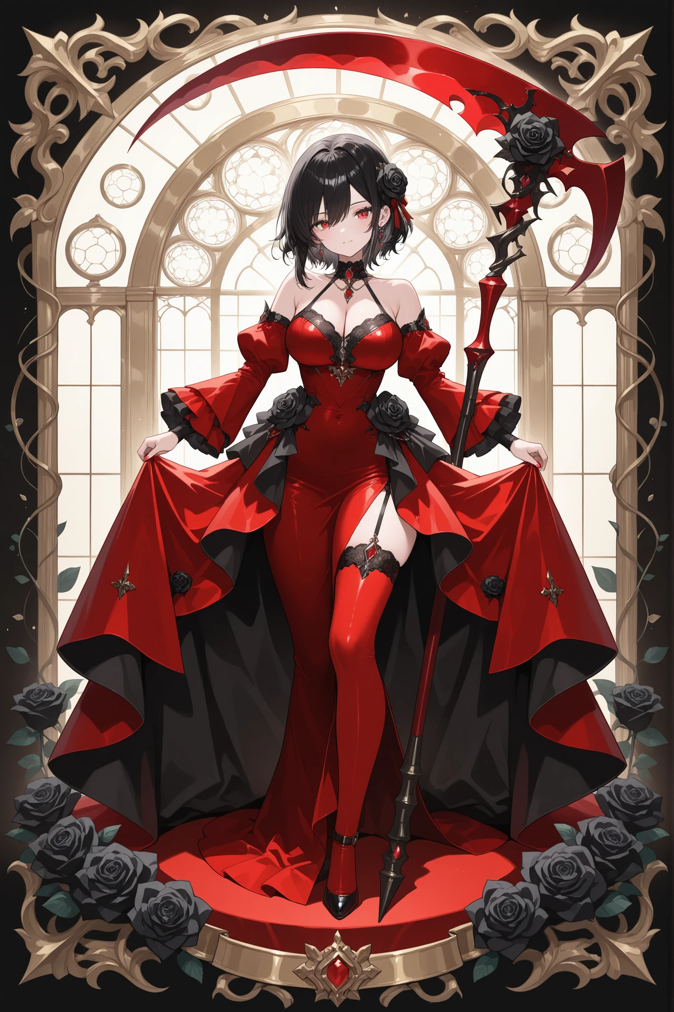 womanhood、Red Dress、red scythe、Queen、Black Rose