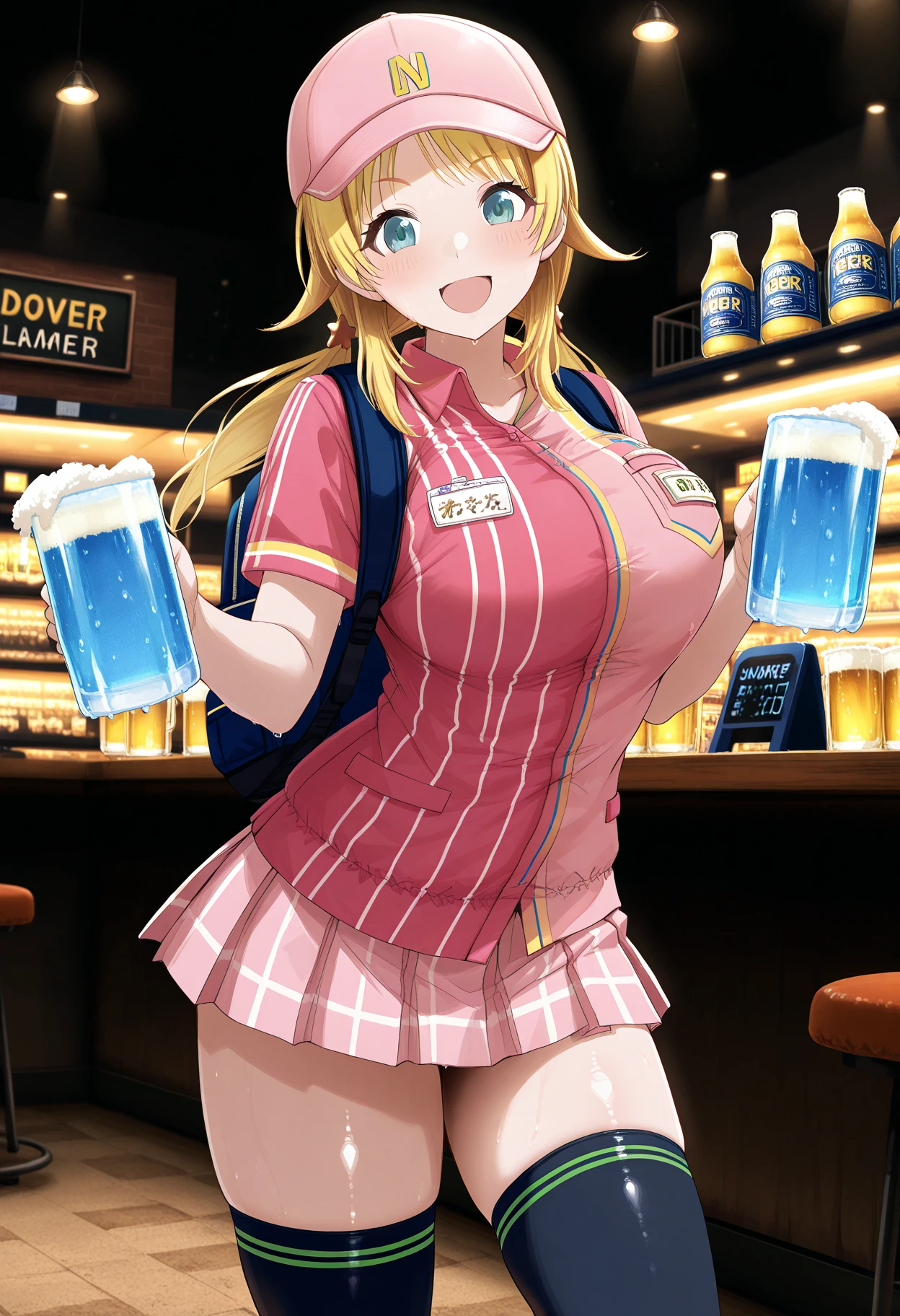 best quality, (masterpiece:1.2), detailed, medieval,,((One man and one woman,)),Riding on top of a  man, Breasts,Showing off her ,,Highest quality,Masterpiece,
Rumia Tingel,
1girl, solo, ((blush)),
medium hair, blonde hair, short ponytail, blue eyes, green bow, x hair ornament,
((( blue eyes, ultra-detailed eyes))),
Dynamic pose, ((blush)), medium breasts,  medium hair,  background, perfect , healthy skin,  glowing eyes, cat ears. ((((sitting in a bar)))). (((((Casual clothes, navel, healthy skin))))),  confident. (((, authority, merciless)))