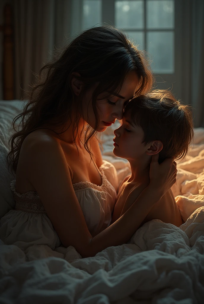 5 feet tall 15 year boy kissing his 6 feet tall stepmom 