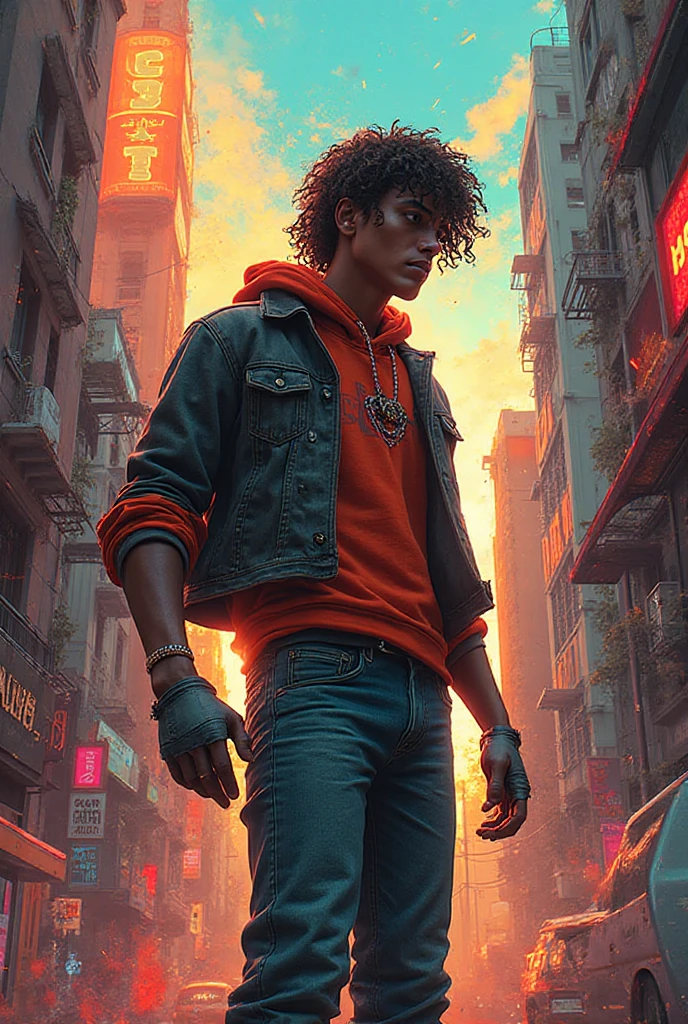 a Palestinian boy in worn, dirty clothing, holding a faded toy in one hand and bearing a bloody hand, standing in front of a gathering of opulent Arab kings and royal figures in a grand palace." messy, palestinien, curly hair, Dusty face and cloth,(( A destroyed city in the background, feu, cadavre humain sur le sol, certaines personnes pleurent, Destroyed building)), Un papillon sur son index, (((Elle regarde le papillon et sourit un peu))), hyper detailed, Couleur dynamique, nuance noire et grise, Super Emotional Image, against a dark and haunting backdrop and surrounded by swirling black smoke. The image must be in a captivating 16:Format 9."