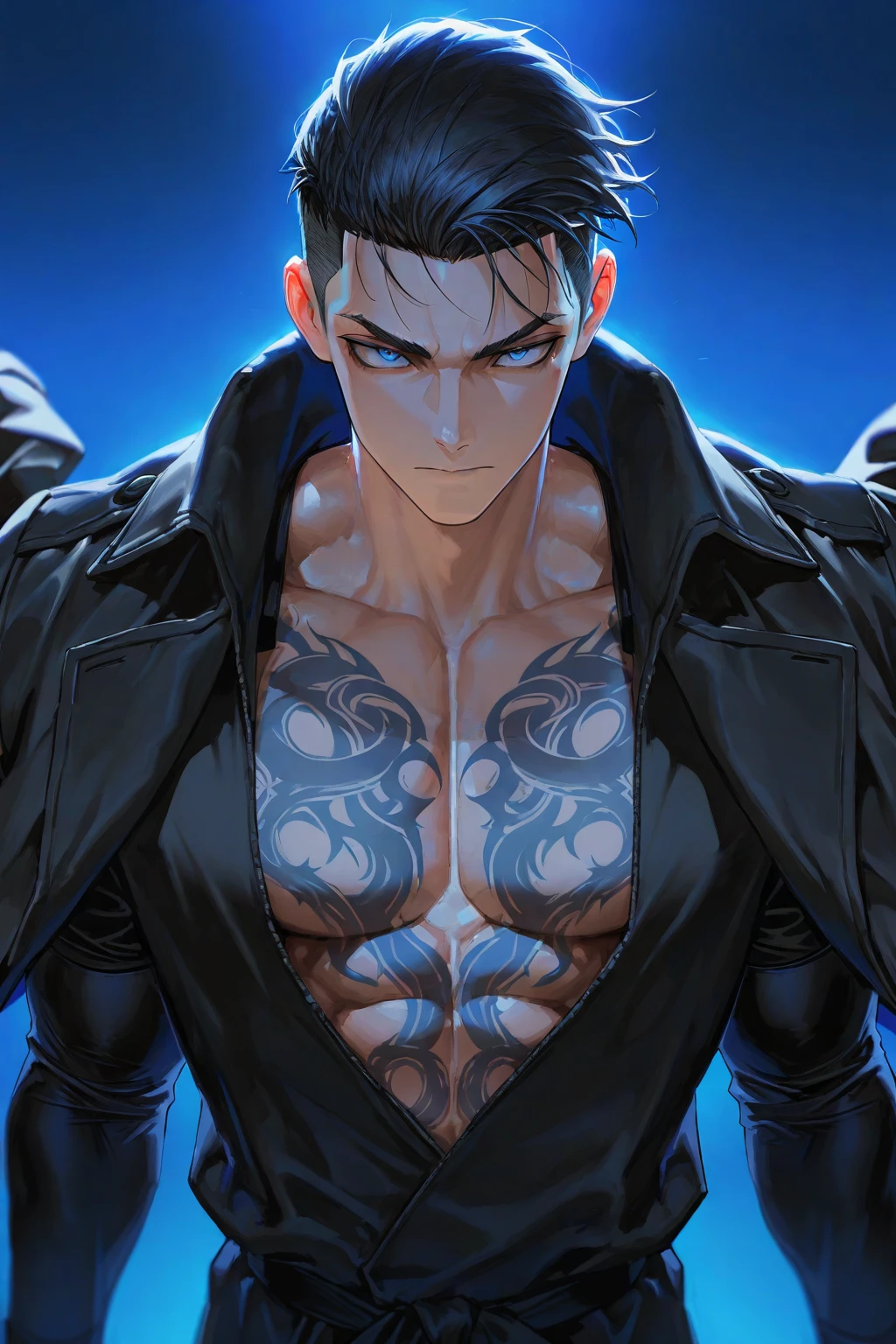 A handsome and strong Japanese yakuza man lies in a dark alley late at night, gaze at the camera，usar kimonos，Cabello rubio corto，Sostiene una katana en su mano derecha，His body is covered in traditional Japanese tattoos，There was dirt and some blood on the body，Aguaceros，Niebla densa, gotas de agua en la piel, empapado por todas partes, Estaba oscuro, It was raining a lot., ((((Alto detalle)))), (Plano completo), (Fotorrealista,fotorrealista,fotorrealista:2), (cuerpos perfectos), (Cara perfecta), (ojo perfecto), peligroso, malo , epopeya, ((((con cara detallada,Estructura corporal correcta,Proporciones corporales correctas))))