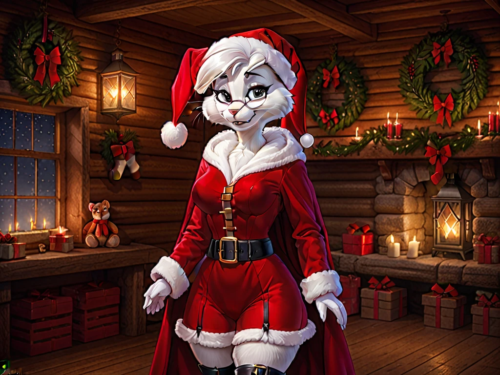 Draft Sketch (sfw)))), uploaded the e621, beautiful and detailed,woman (((female))) ((anthro)) hyena, Ross Tran, by ruan jia, by zaush, by foxovh, lighting cinematic, seductor, hyena, thighighs, (huge chest) foxovh 1girls ai_generated _shoulders big_breasts blue_eyes boob_window Black hair with blue highlights cleavage cleavage_cutout female female_only huge_breasts looking_at_viewer mole_on_breast ponytail secret_room12 sleeveless (,furry female anthro, hyena girl, portrait, close-up, smug face looking at the viewer , (best quality), (detailed Christimas background:1.2), dramatic lighting, ), looking at viewer, closed mouth,  visible, acidentaly showouth open tongue out sexy (boos covered under christmas clothes) sexy tight anthro hyenid is standing in a beautiful and sensual pose for a photo. They have a confident stance, with one leg slightly bent at the knee, causing the hip to jut out slightly to one side. Their torso is twisted slightly to accentuate their curves, and one hand is resting lightly on their hip while the other is gently touching their neck or playing with their hair. Their head is tilted slightly, and they are looking directly at the camera with a smoldering gaze and a soft, inviting smile. Their lips are slightly parted, and their eyes are sparkling with allure. They are wearing a form-fitting outfit that highlights their physique, such as a sleek dress or a stylish ensemble of top and pants. The clothing has a touch of elegance and sexiness, perhaps with some lace or a deep neckline. Their hair is styled to complement the look, whether it is loose and flowing or perfectly coiffed. The lighting is soft and flattering, casting a gentle glow on their skin and creating subtle shadows that enhance their features. The background is simple and unobtrusive, ensuring that the focus remains entirely on the person and their captivating pose. naughty face whore face smug face suductive luxury desire 
