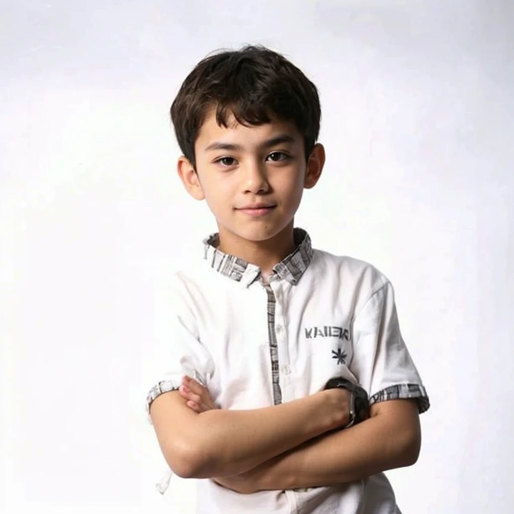 A young boy, photography, white shirt, red tie, black hair, hyper realistic, HD, 8k