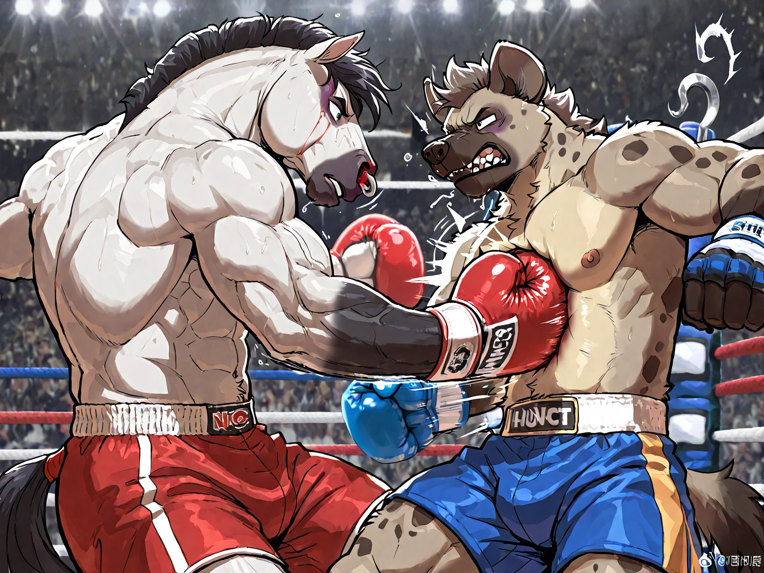 Super muscular boar beastman,(wear a sports uniform),Blindfold,A desperate and distressed look,Mouth wide open with tongue sticking out,Some guys  in my face,Standing back,Anal Sex,(Surrounded by red and black  penises),(a large amount of  on the face and body,:1.4),convenience store,Ejaculate hard