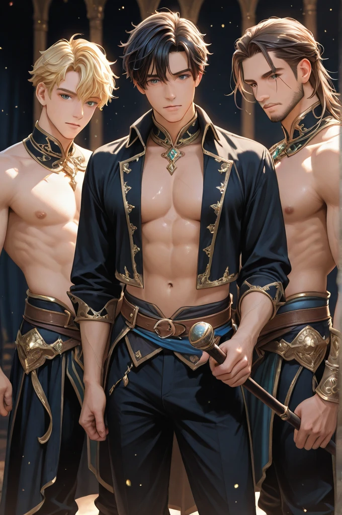 ((Masterpiece, Highest quality)), Male, boy, Detailed face, character design sheet， full bodyesbian, Full of details, frontal body view, back body view, Highly detailed, Depth, Many parts, angel wings, angel outfit, Muscle boy with blond hair，handsome man, male angel , man tall, pectoral muscle, abs