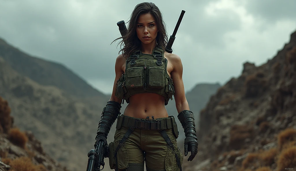 lara croft, tomb raider, semi nua, suja, sedenta, weapon in hand