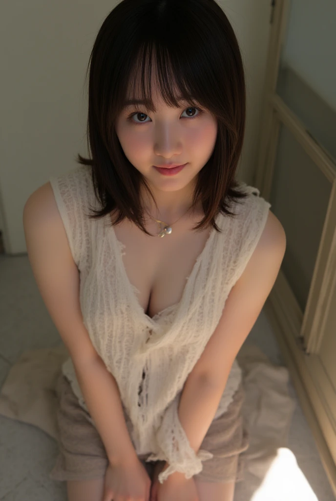 Camisole outfit、Embarrassed face、ここは家